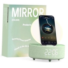 Bluetooth Speaker Fill Light Makeup Mirror with Dual Alarm Clock, Green