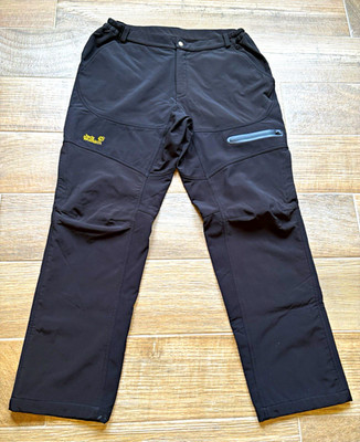 Jack Wolfskin Men's Black Fleece Lined Outdoor Pants XXL Zip Pockets