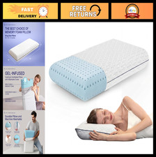 Cooling Gel Memory Foam Pillow - King Size, Medium-Firm, Washable Cover - Pain R