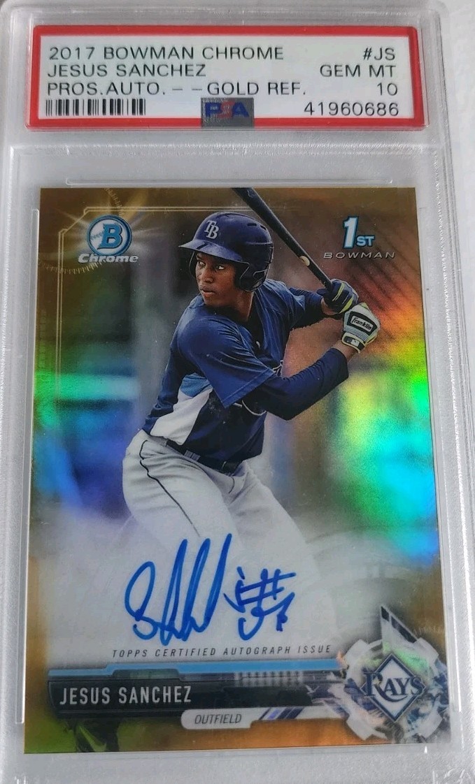 2017 Bowman Chrome - Jesus Sanchez Gold Refractor Auto 11/50 psa 10