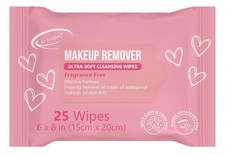 Makeup Remover Wipes 25 Count Pack of 1 Large Facial Towelettes for Face 6x8"