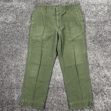 Vintage 60s US Army OG-107 Fatigue Pants Size 32x26 Green Sateen Baker Trousers