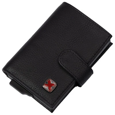 Travel N Meet Herren Damen Echt Leder RFID Geldbörse Portemonnaie Geldbeutel