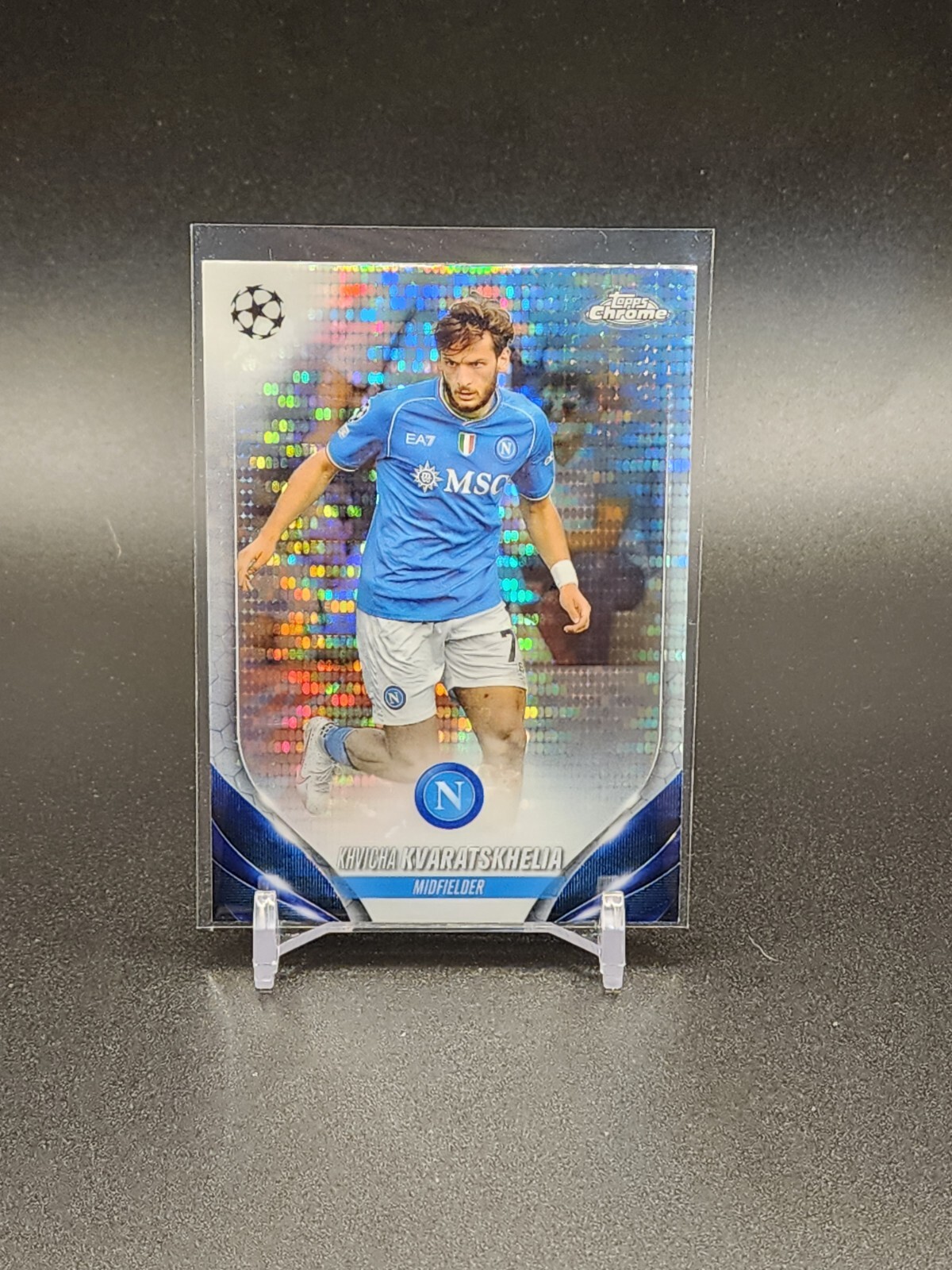 Khvicha Kvaratskhelia 2023-24 Topps Chrome UEFA #199 Pulsar Refractors #199 