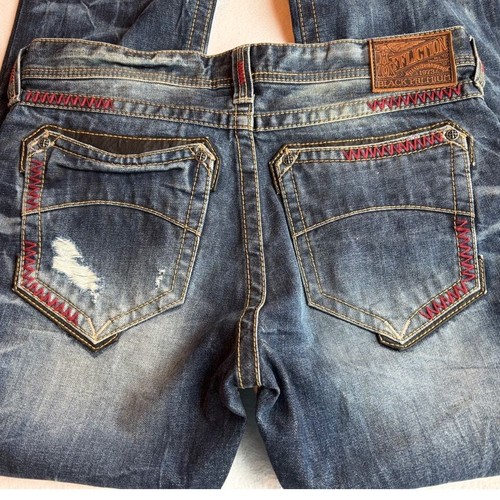 NWT AFFLICTION Black Premium Denim Jeans Trenton SAMPLE Distressed Holes 32 - Afbeelding 9 van 15