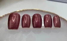 Glitter Light brownish-purple Hand Painted Nail Fake False Glue on nails