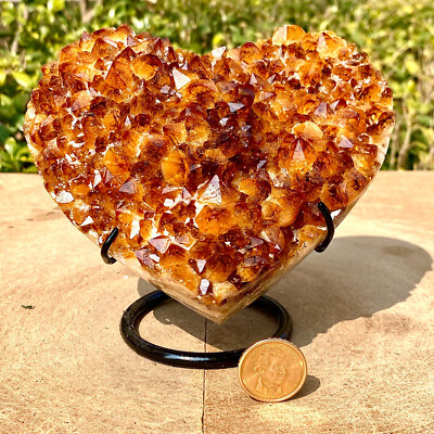 3.32LB Brazilian yellow crystal block hand cutting heart-shaped treatment