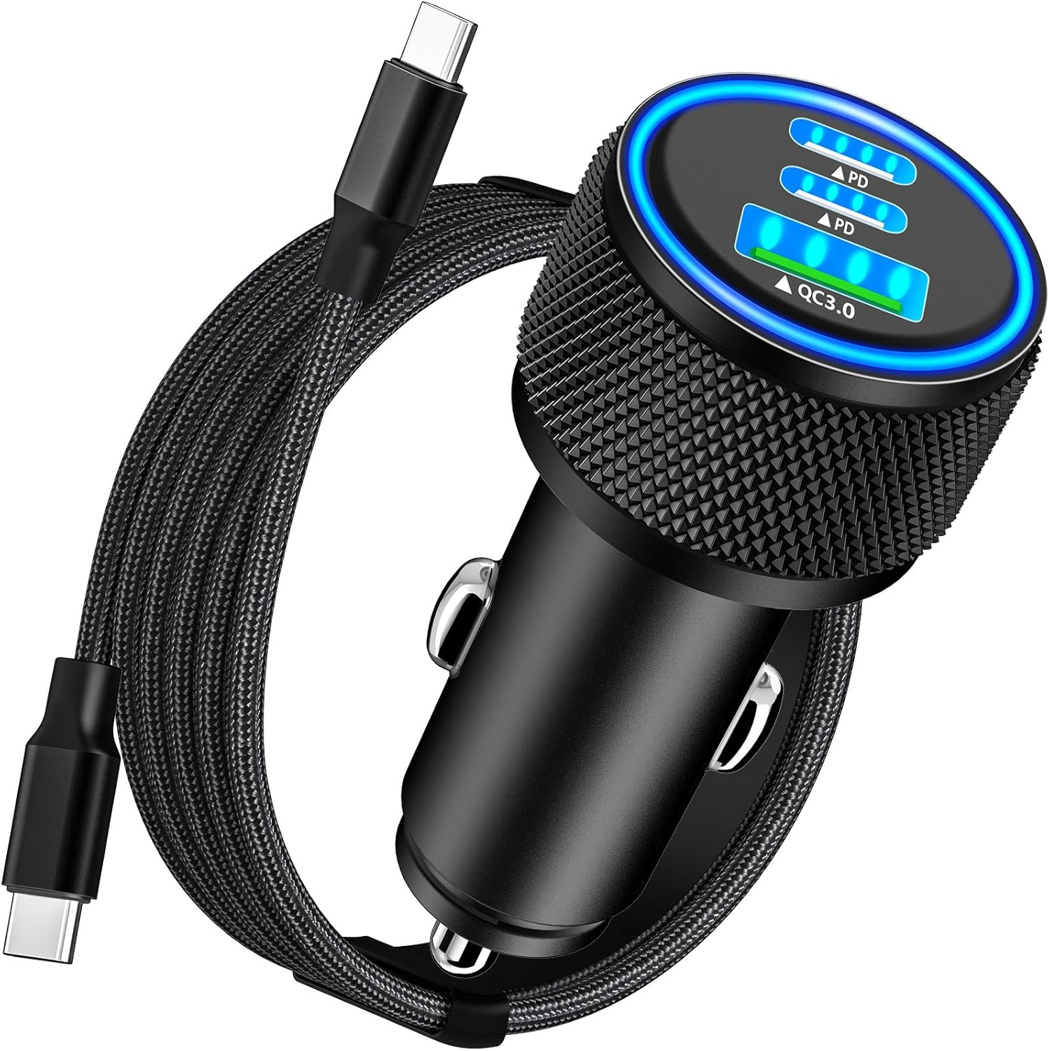 【Mfi Certified】Iphone 16 Fast Car Charger,  3-Port 67W PD/QC3.0 Car Power Adapte