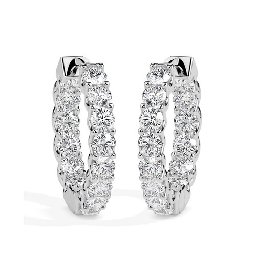 1.00CT Lab Grown Diamond Hoop Earrings 14K Solid Gold Sold as Pair | 13MM Inner - Picture 13 of 35