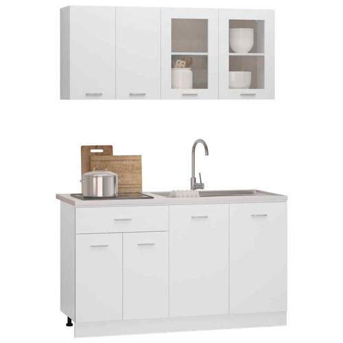 4-Piece Wooden Kitchen Cabinet Storage Shelf Cupboard Set DIY Wall Drawers White - Picture 2 of 10