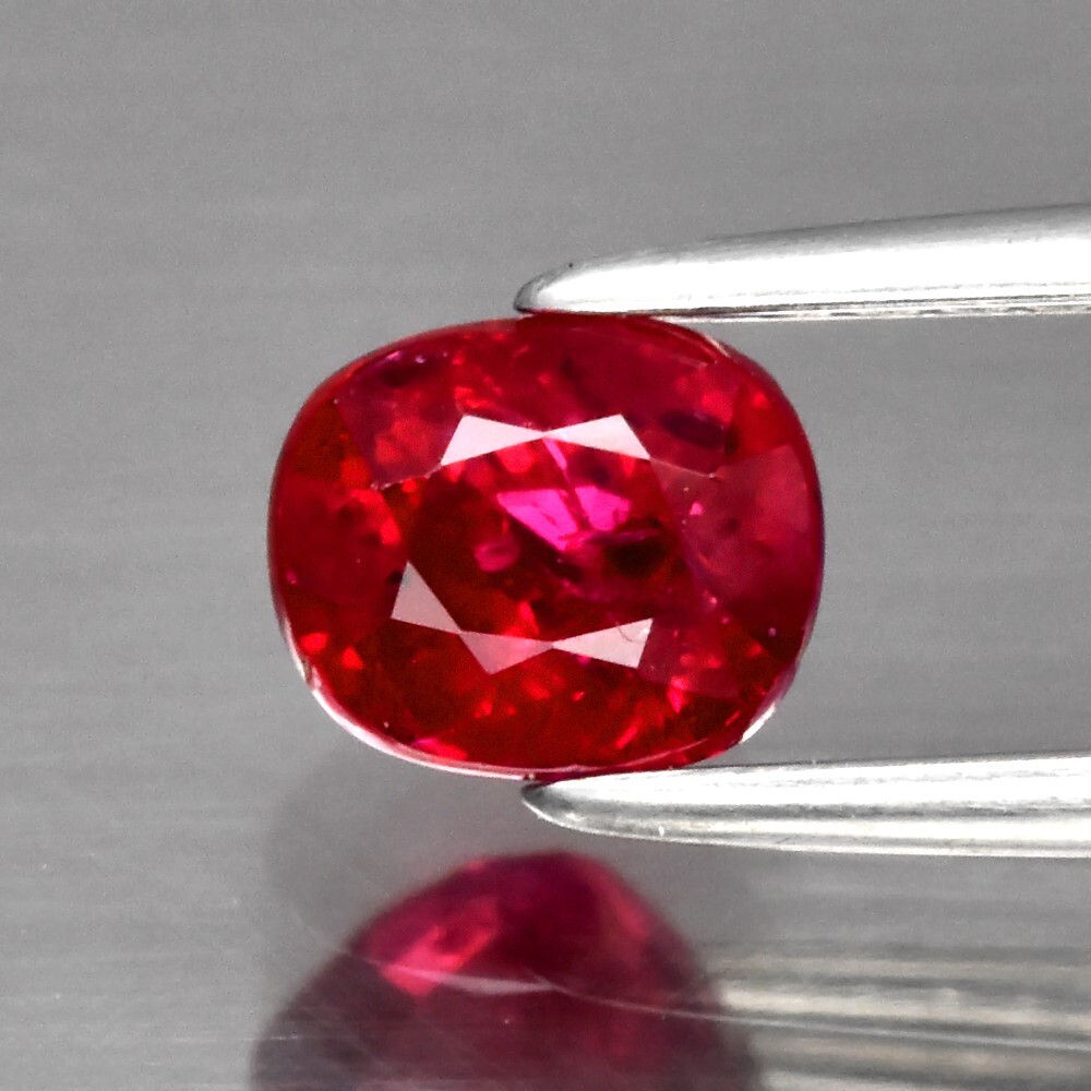 0.86ct 5.4x4.6mm Cushion Natural Purplish Red Ruby Gemstone
