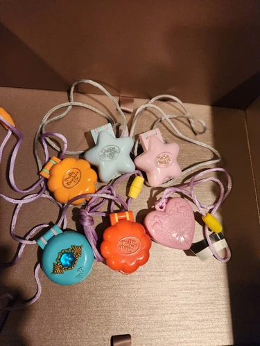 Vintage Polly Pocket Compact Necklaces 6 Lot - Rare Find