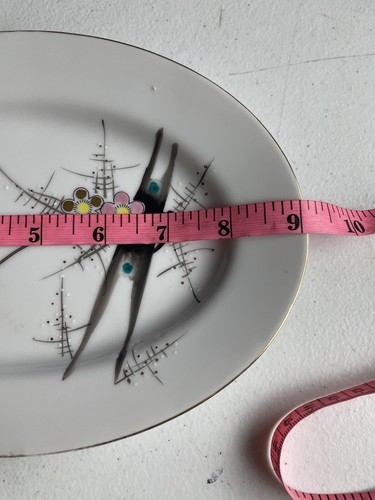 Vintage Yonemoto YY Porcelain Oval Plate Tray Platter Cherry Blossoms Bird Japan - 第 6/7 張圖片
