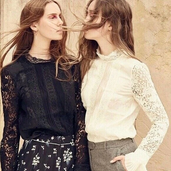 Erdem x HM Silk Lace Jacquard Blouse Crochet Creamy Ivory Top Size 6 US / 36 EU - Image 2 of 4