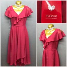 NEW JJ's House Rose Pink Occasion Dress UK 6 EUR 32 Beautiful Flutter Sleeves