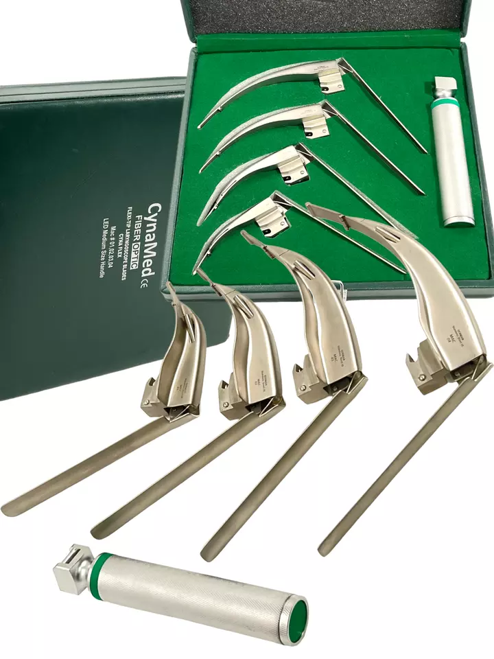 Conjunto de lâminas e cabo médio Premium McCoy de fibra óptica LED laringoscópio ponta flexível - Imagem 3 de 4