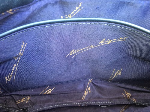 Cartera/embrague bandolera/embrague artesanal vintage de cuero Etienne Aigner, azul marino - Imagen 8 de 9
