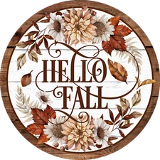 AUTUMN WREATH HELLO FALL Design Metal Sign (READ DESCRIPTION)
