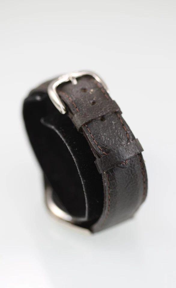 Sharp Men Watch Stainless Steel Silver WR Brown Leather Battery White Quartz - Image 3 of 4