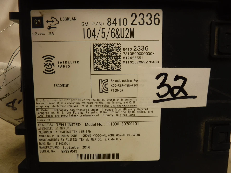 13 14 15 16 17 Buick Chevrolet Cadillac GM XTS SAT радиотюнер приемник 84102336 - Изображение 3 из 4