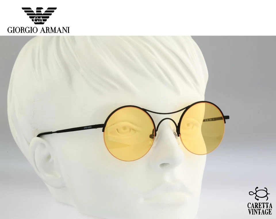 Gafas de sol Giorgio Armani 121 706 Vintage años 90 lentes amarillas tintadas redondas aviador Foto 2 de 4