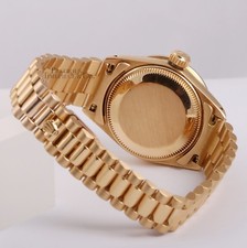 Rolex Lady Datejust 26mm President 18K Yellow Gold Fluted Silver Diamond Dial 7