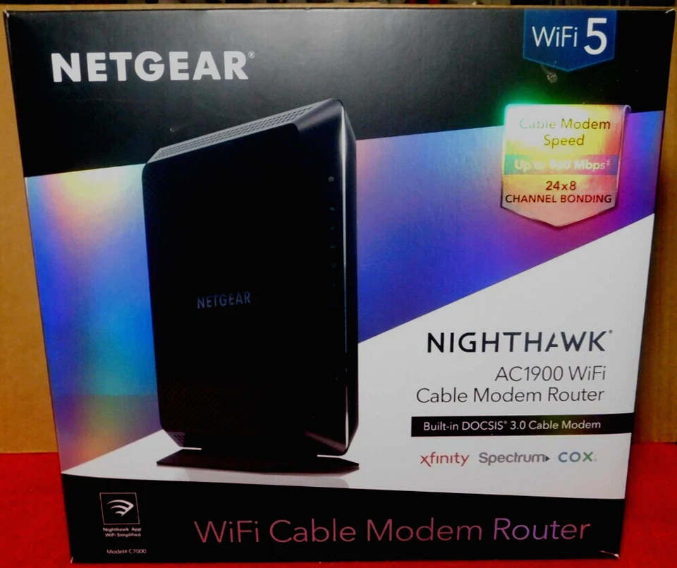 Netgear~Nighthawk Wi-Fi Cable Modem Router Model #C7000 24x8 Channel Bonding - Image 2 of 4