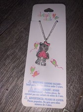 Claire s Club pink teddy bear W Bow rhinestone adjustable necklace birthday