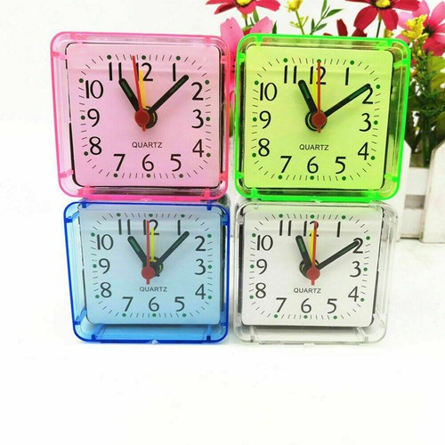 Square Simple Quartz Alarm Clock Cute Portable Travel Table Bedside Clock` - Picture 8 of 16