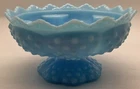 Fenton Blue Milk Glass Hobnail Candle Holder Patent 3547569 Cottage Farmhouse