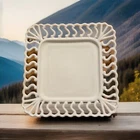 White Milk Glass Square Plate Lace Table Vintage Beautiful Westmoreland Retro