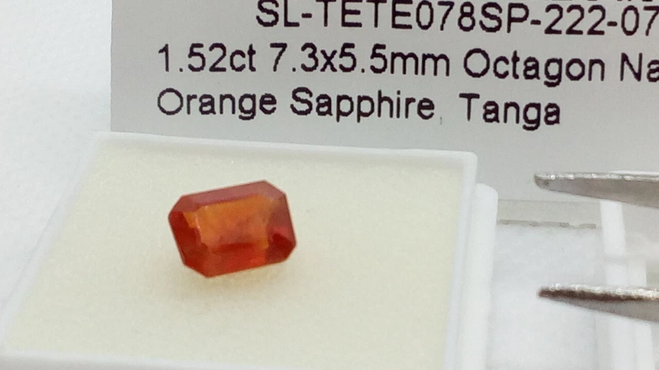 Zafiro natural Naranja Octógono 1.52 Cts - Imagen 3 de 4