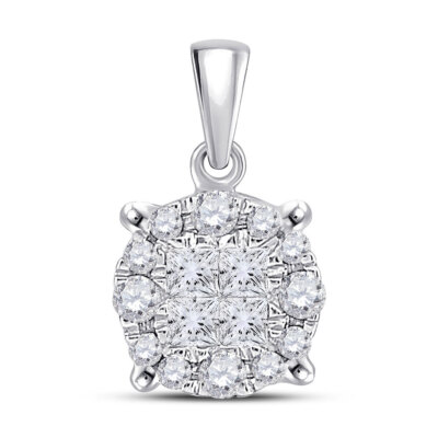 Macey Worldwide Schmuck 14K Weißgold Prinzessin Diamant Cluster Anhänger 1/4 ct