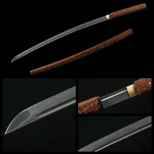 40#Full Tang Samurai Japanese Shirasaya Katana Sword Folded Damascus Steel Sharp