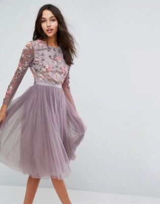 NEW Needle & Thread Size 6  Ditsy Scatter Tulle Dress Midi Pleated Embellished
