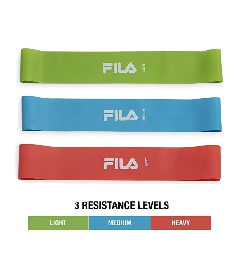 FILA Mini Band Resistance Bands Kit | 3-Pack | Three Resistance Levels, 007