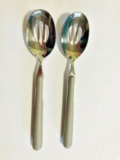 Mikasa 18/10 Stainless 2 Vegetable SALAD Food SERVERS Cutlery GREY Taupe Handles