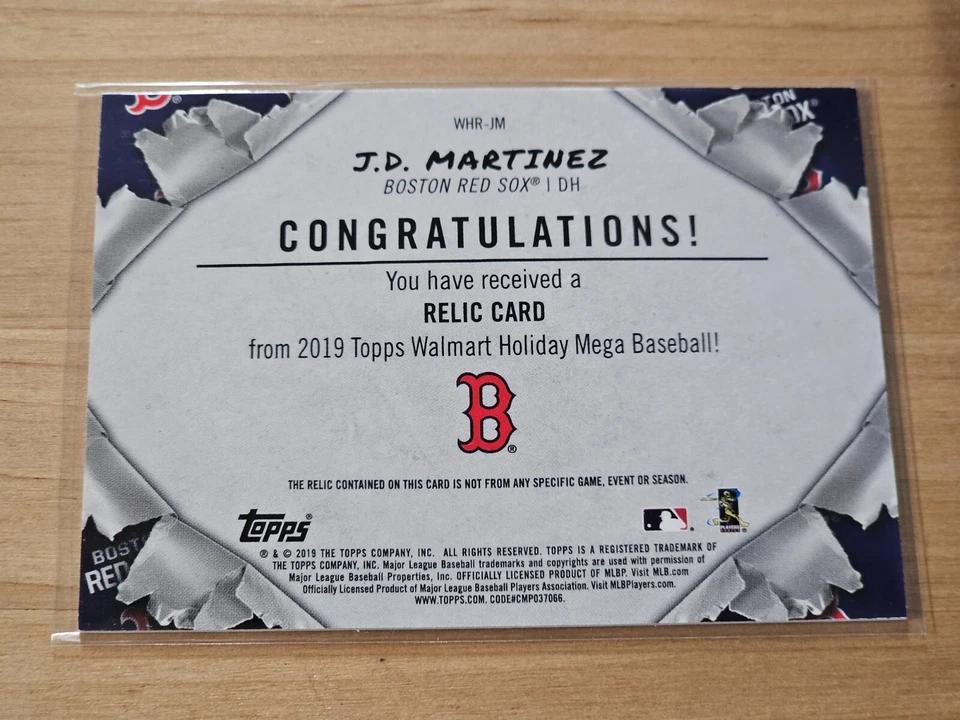 2019 Topps Holiday JD Martinez Jersey Relic Card #WHR-JM Red Sox - Image 2 of 2