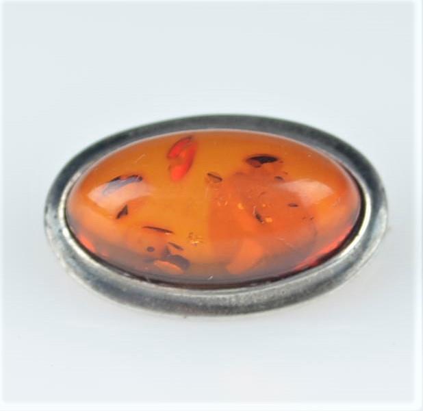 VINTAGE STERLING SILVER & AMBER PIN - SMALL 1