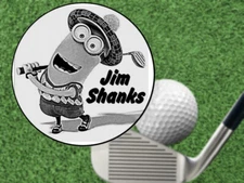 Black Metal, Minion Golfer Golf Ball Marker Gift, Personalized FREE! Fun Gift