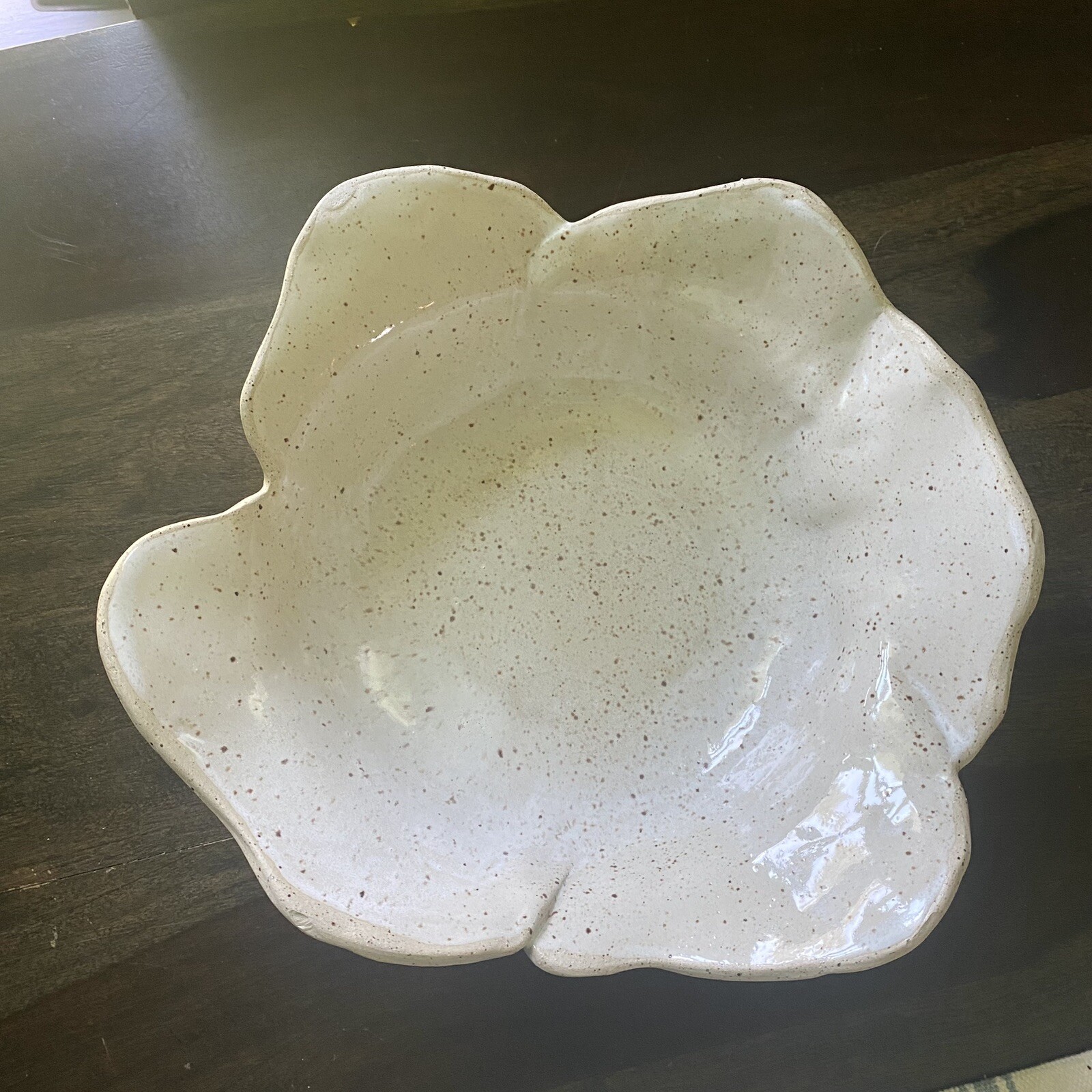 Handmade Pottery Art Ceramic Flower Bowl Slab Built Signed Studio Stoneware