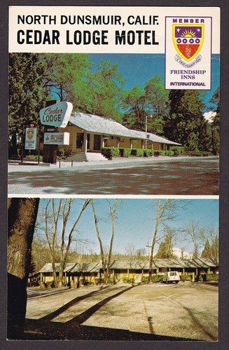 Cedar Lodge Motel North Dunsmuir, CA Postcard - Vintage Chrome Unposted