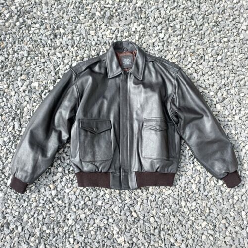 Brown Leather Flight Jacket Authentic Type A-2E Flight Tech Inc 48" Chest VGC - Afbeelding 1 van 19