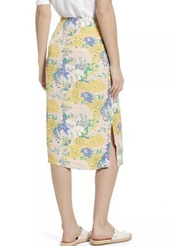 New $98 Jcrew Tamara Lemon Yellow Floral Midi Slip Skirt Sz 10 - Picture 5 of 7