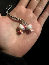 Vintage Sanrio Hello Kitty Red Pink Bowtie Mini Charm Zip Pulls 2x