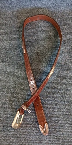 Cintura vintage Brighton tono argento concho pelle marrone western donna media 34 - Foto 2 di 17