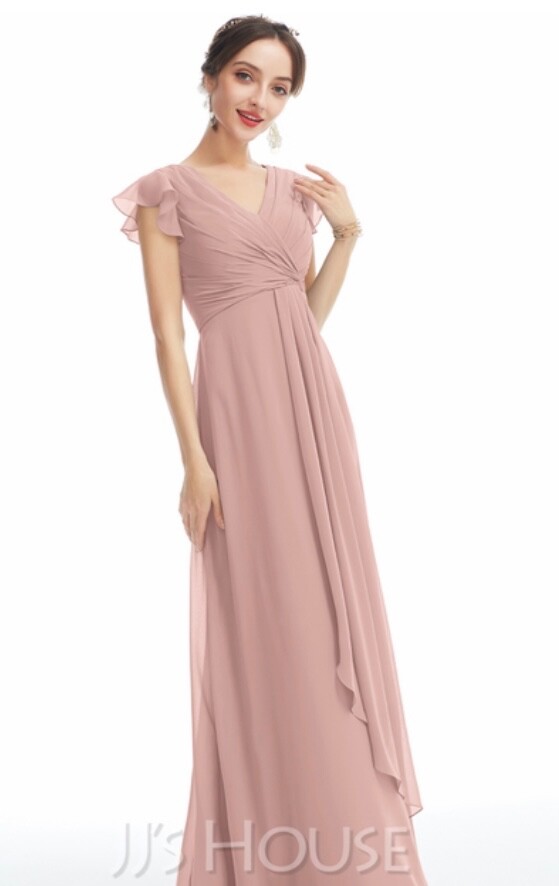 jjsHouse Chiffon Dusky Rose Regency style dress size 16 eBay