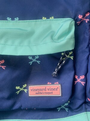 Vineyard Vines Martha’s Vineyard Fishbones Green Blue Backpack Vineyard Vines Backpack Navy Mint Green Fish Bones | eBay main image 4
