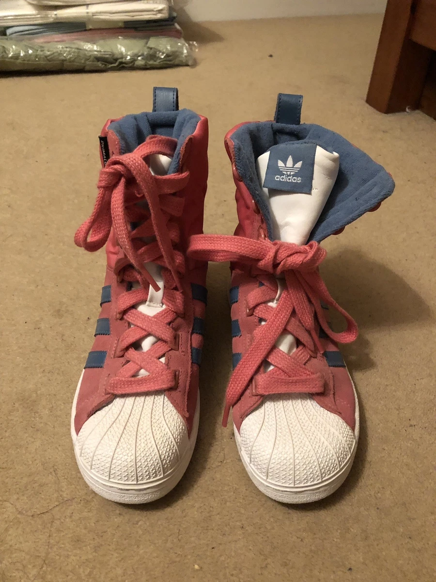 Very Rare New Womens Adidas Fold Over High Top Pink Superstar Trainers Size 3