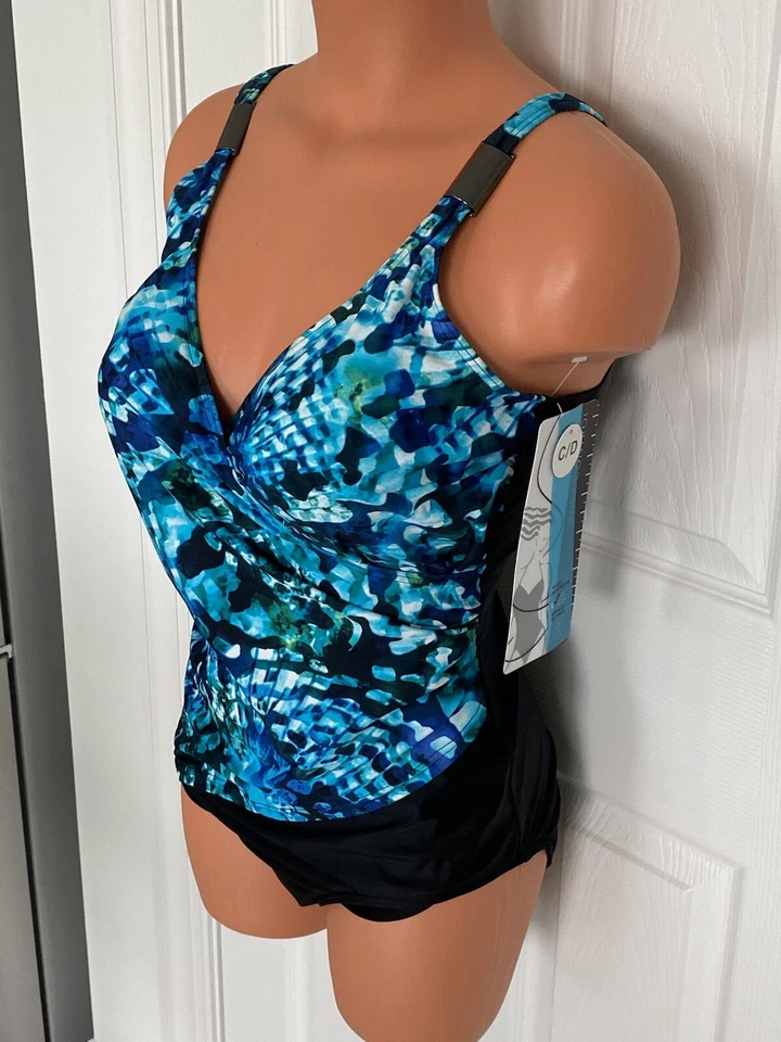 Traje de baño Christina 10D azul copa suave cuello en V 1 pieza control nuevo con etiquetas Foto 4 de 4